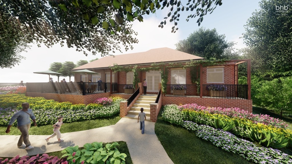 Artist impression of new pavilion building in local park