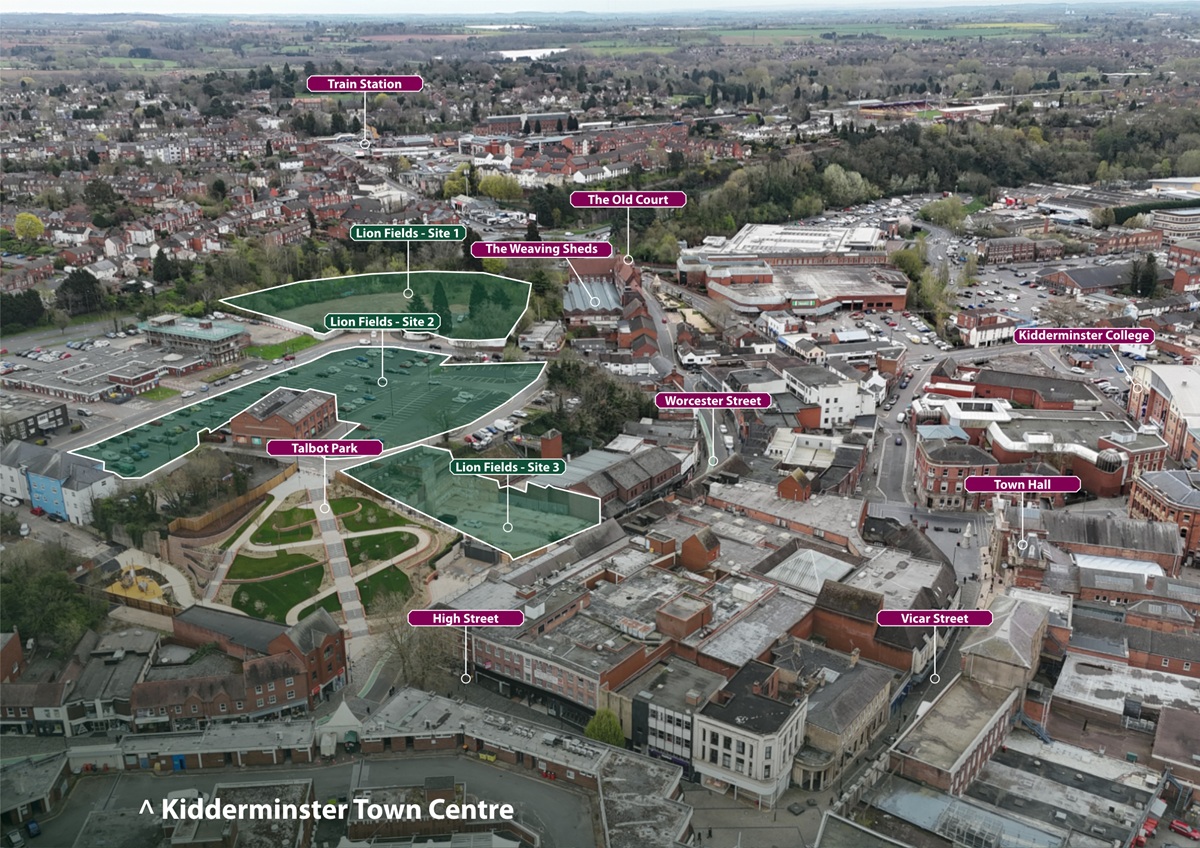 Aerial view of Kidderminster