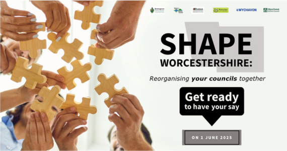 Infographic encouraging residents to take part in a survey about local government reorganisation. Picture shows hands trying to piece together a jigsaw.