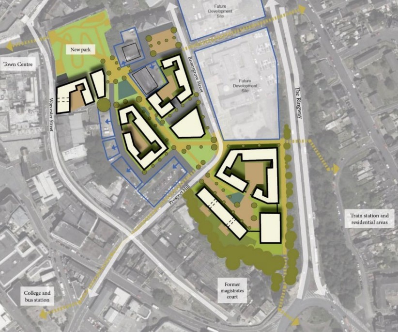 aerial image showing the masterplan for Lion Fields site